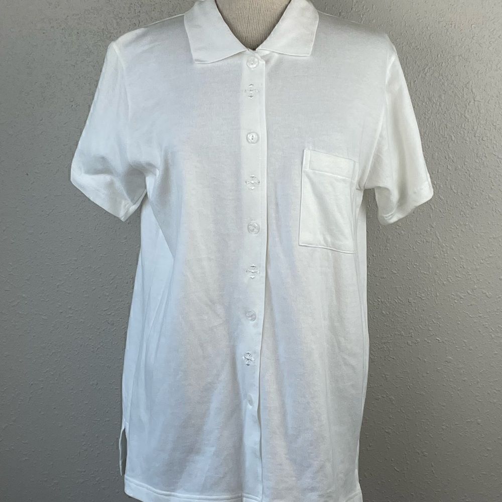 Pre-Owed Laura Leigh Ltd Intimates Womens White Button Down Pajama Top Size S